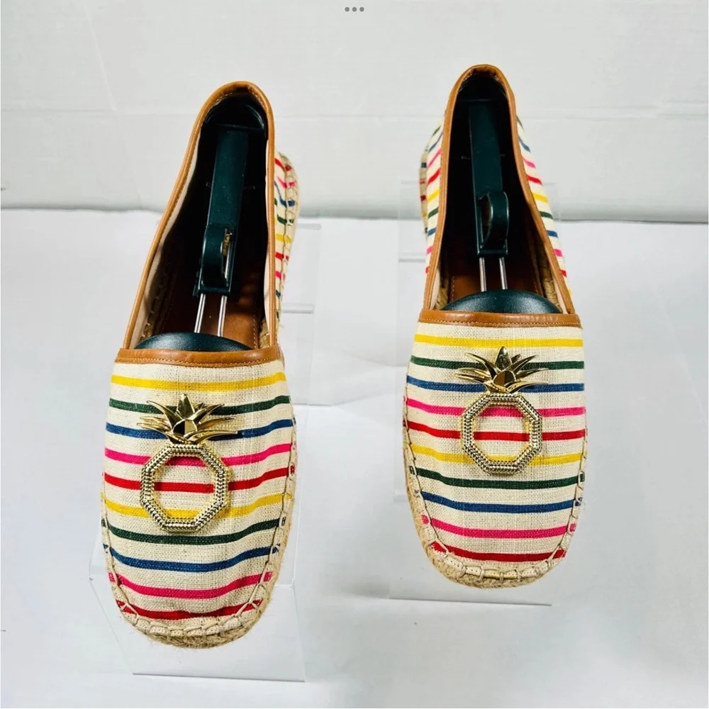 Louise Et Cie Adige Rainbow Striped Pineapple Espadrille Jute Slip On Flats 10
